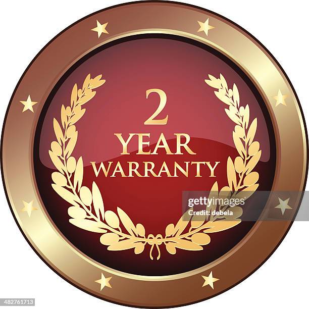 two year warranty shield - insurance championship round two stock illustrations