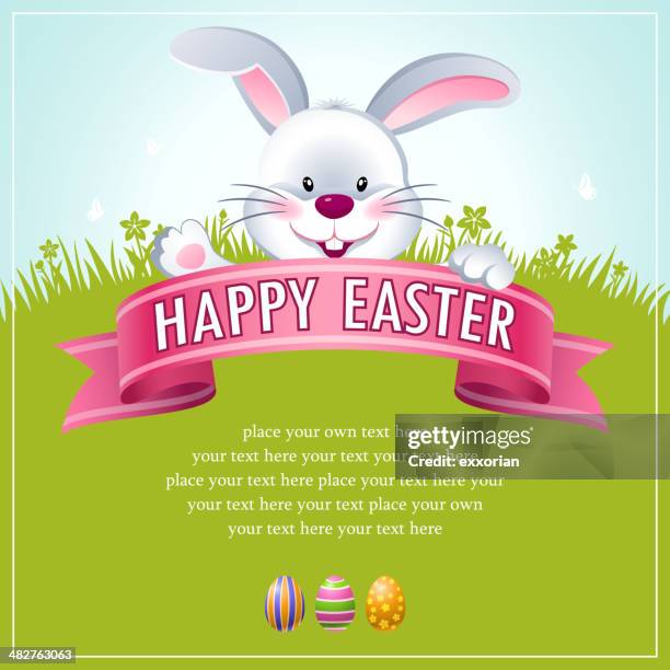 happy easter bunny banner - western script stock illustrations