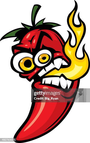 stockillustraties, clipart, cartoons en iconen met angry pepper - chili con carne