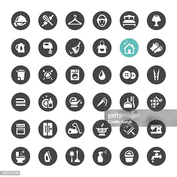 cleaning and housework vector icons - nanny 幅插畫檔、美工圖案、卡通及圖標