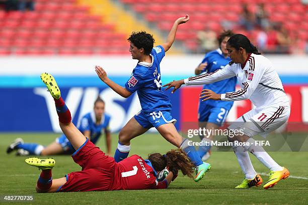 Francesca Durante, goalkeeper of Italy makes a save during the FIFA U-17 Women's World Cup 2014 3rd place play off match between Venezuela and Italy...