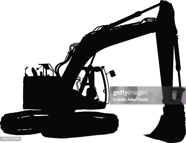 demolition tractor silhouette - hydraulic platform stock illustrations