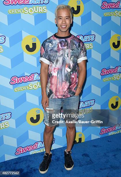 Jared Eng arrives at Just Jared's Summer Bash Pool Party 2015 on July 18, 2015 in Los Angeles, California.