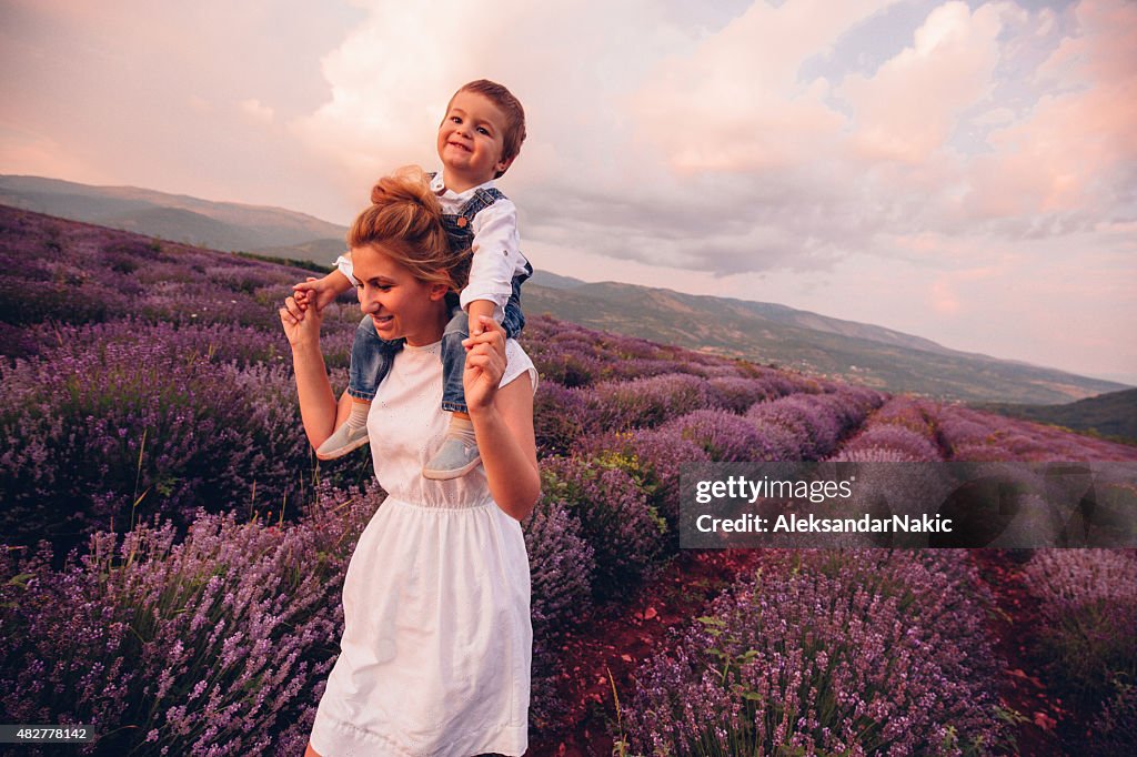 Piggyback ride at the lavender field