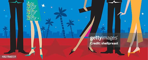 hollywood red carpet fashions - hollywood red carpet stock illustrations