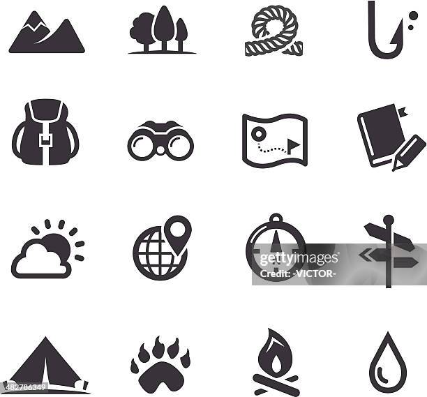 bildbanksillustrationer, clip art samt tecknat material och ikoner med travel, adventure and camping icons - acme series - turist