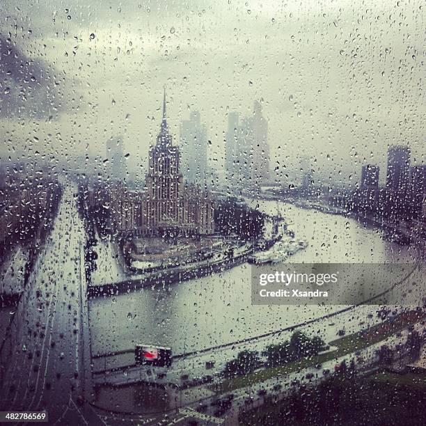 rainy moscow, russia - bad weather on window stock pictures, royalty-free photos & images