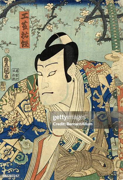 bildbanksillustrationer, clip art samt tecknat material och ikoner med traditional japanese woodblock print of actor - actor