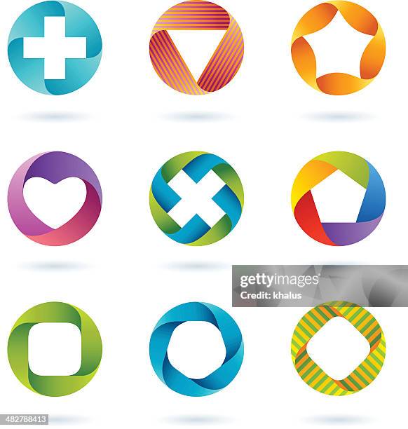 bildbanksillustrationer, clip art samt tecknat material och ikoner med design elements | circle set #3 - plustecken