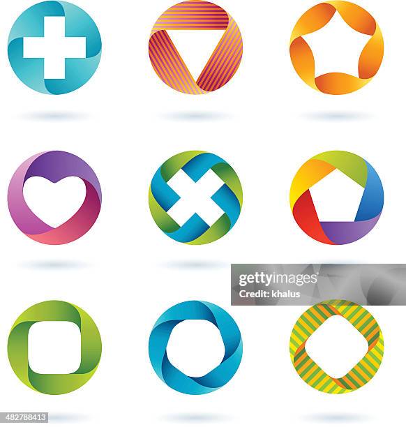 design elements | circle set #3 - geometric heart stock illustrations