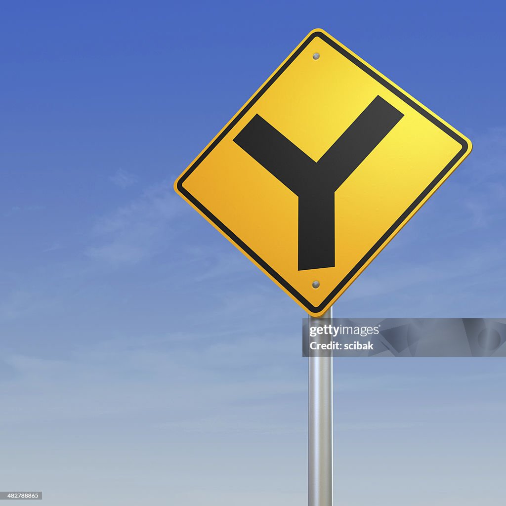 Y Intersection Signal Y Intersection Forked Road Warning Sign High-Res Stock Photo - Getty Images