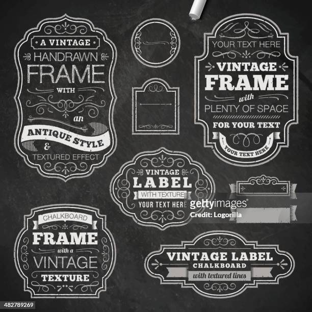vintage chalk frames - blank picture frame stock illustrations