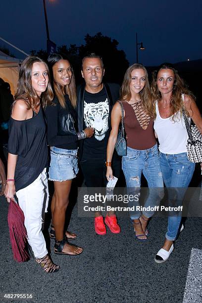 Jean Roch , his wife Anais Monory , Coraline Ginola , her daughter Carla and her friend Olivia attend the 'Madame Foresti' show of Humorist Florence...