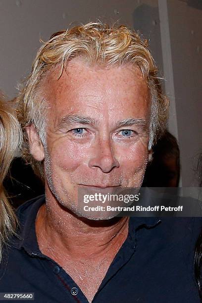 Actor Franck Dubosc, with Patrick Chirac haircut for filming of 'Camping 3', attends the 'Madame Foresti' show of Humorist Florence Foresti during...