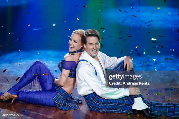 Alexander Klaws and Isabel Edvardsson perform on stage during the 2nd Show of 'Let's Dance' on RTL at Coloneum on April 4, 2014 in Cologne, Germany.