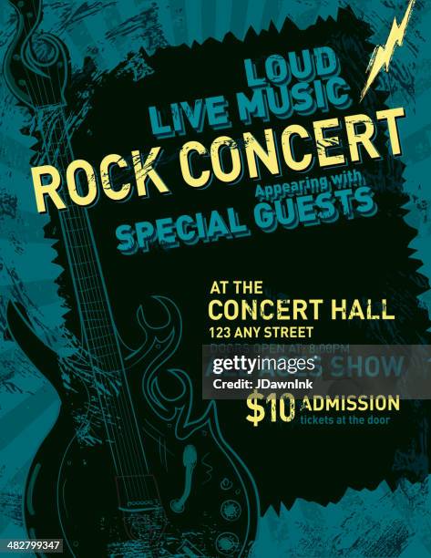 rock concert poster design template - rock music vector stock illustrations