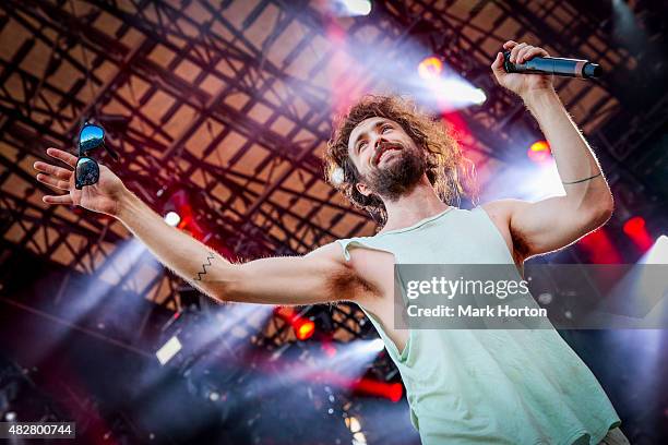 Alex Ebert of Edward Sharpe and the Magnetic Zeros performs on Day 3 of the Osheaga Music and Art Festival on August 2, 2015 in Montreal, Canada.