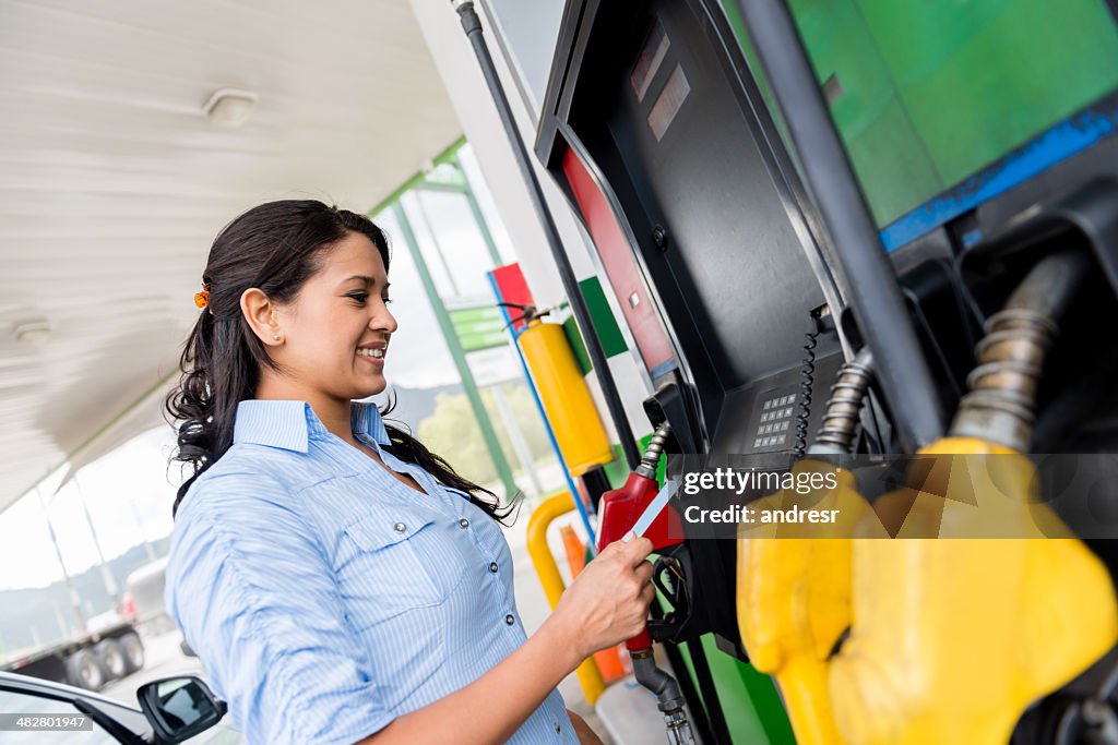 Woman at the gas station