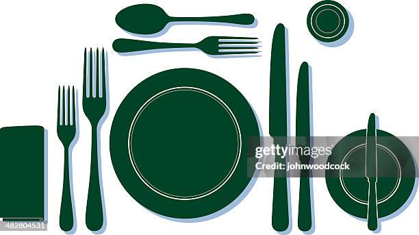 place setting - fine dining table setting stock illustrations