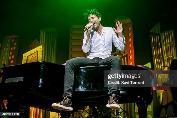 Mika performs on stage at Arenal Sound on August 2, 2015 in Burriana, Spain.