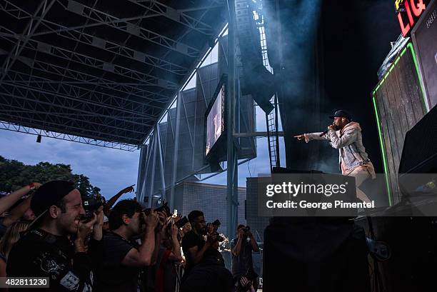 Big Sean performs during 2015 OVO Fest at Molson Canadian Amphitheatre on August 2, 2015 in Toronto, Canada.