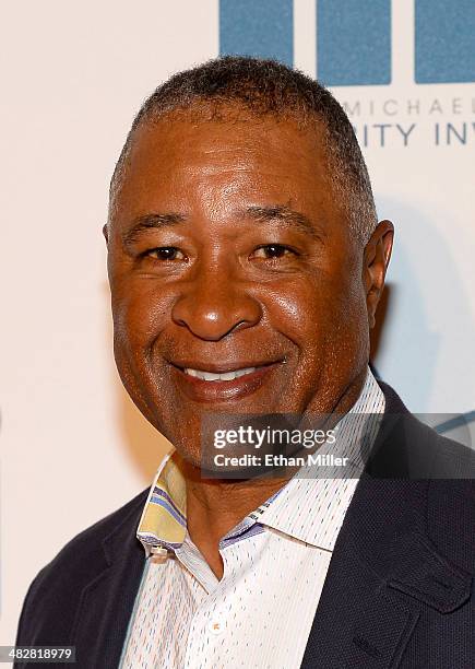 Hall of Fame Major League Baseball player Ozzie Smith arrives at the 13th annual Michael Jordan Celebrity Invitational gala at the ARIA Resort &...