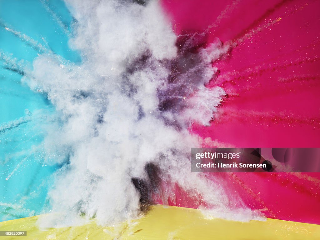 Color explosion on red/blue/yellow background