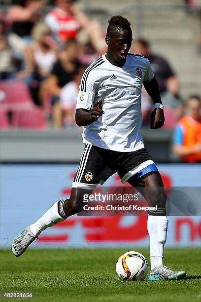 Wilfried Zahibo of Valencia runs with the ball during the Colonia Cup 2015 match between 1. FC Koeln and FC Valencia at RheinEnergieStadion on August...