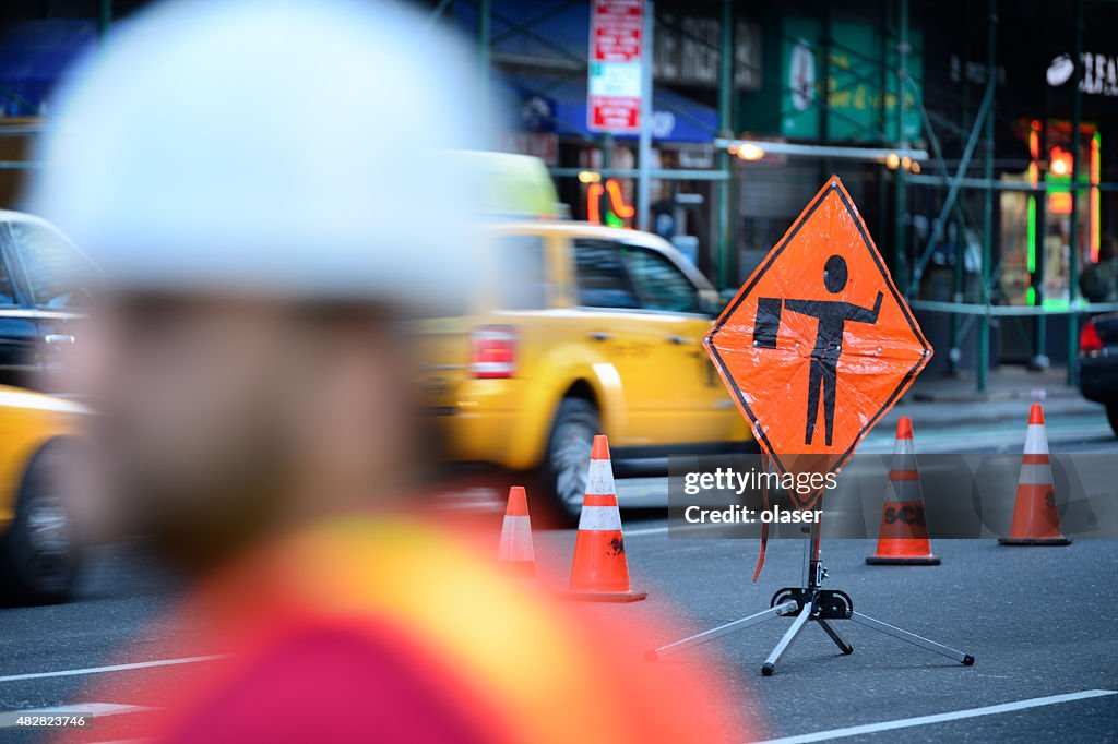 Straßenarbeiten auf der New York road