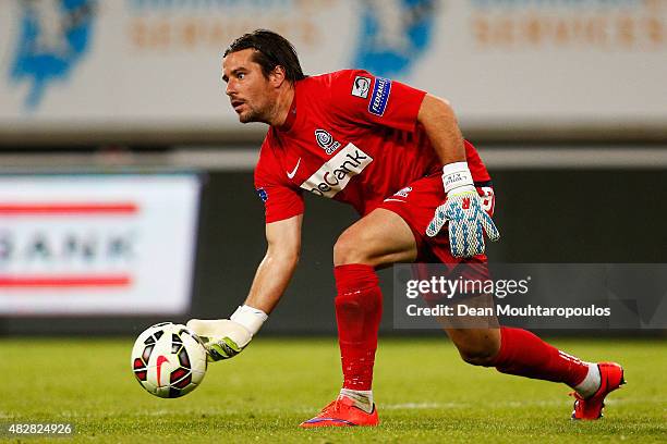 Goalkeeper, Laszlo Koteles of Genk in action during the Jupiler League match between KAA Gent and KRC Genk held at the Ghelamco Arena on July 31,...