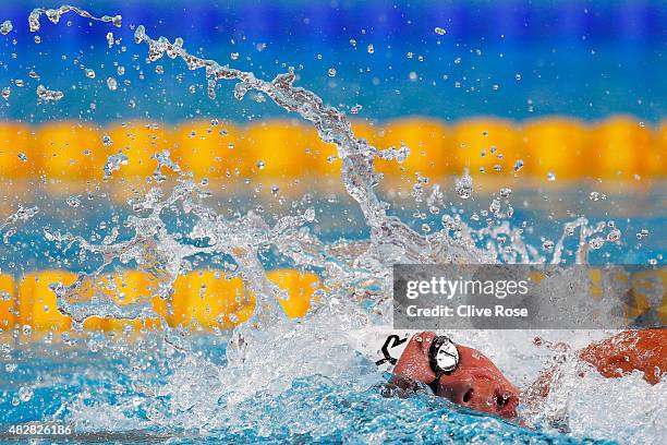 Lotte Friis of Denmark competes in the Women's 1500m Freestyle Heats on day ten of the 16th FINA World Championships at the Kazan Arena on August 3,...