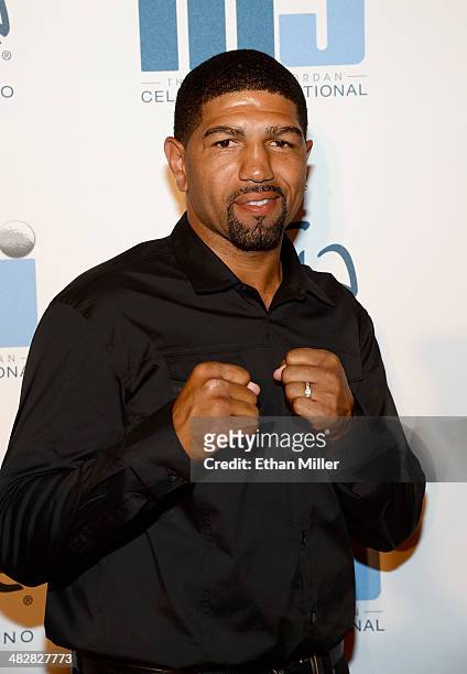 Former boxer Winky Wright arrives at the 13th annual Michael Jordan Celebrity Invitational gala at the ARIA Resort & Casino at CityCenter on April 4,...