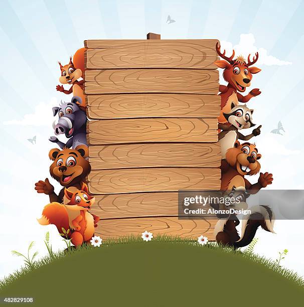 wild animals family - woodland creatures stock illustrations