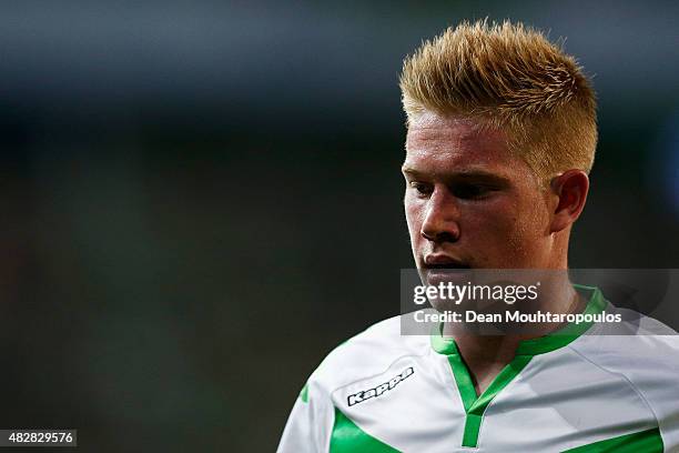 Kevin De Bruyne of VfL Wolfsburg in action during the DFL Supercup match between VfL Wolfsburg and FC Bayern Muenchen at Volkswagen Arena on August...