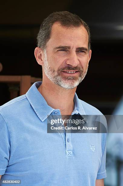 King Felipe VI of Spain arrives at the Royal Nautical Club during the 34th Copa del Rey Mapfre Sailing Cup day 1 on August 3, 2015 in Palma de...