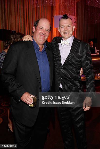 Actor Brian Baumgartner and No Doubt drummer Adrian Young attend the 13th annual Michael Jordan Celebrity Invitational gala at the ARIA Resort &...