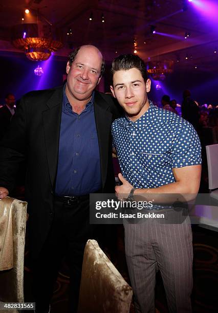 Actor Brian Baumgartner and recording artist Nick Jonas attend the 13th annual Michael Jordan Celebrity Invitational gala at the ARIA Resort & Casino...