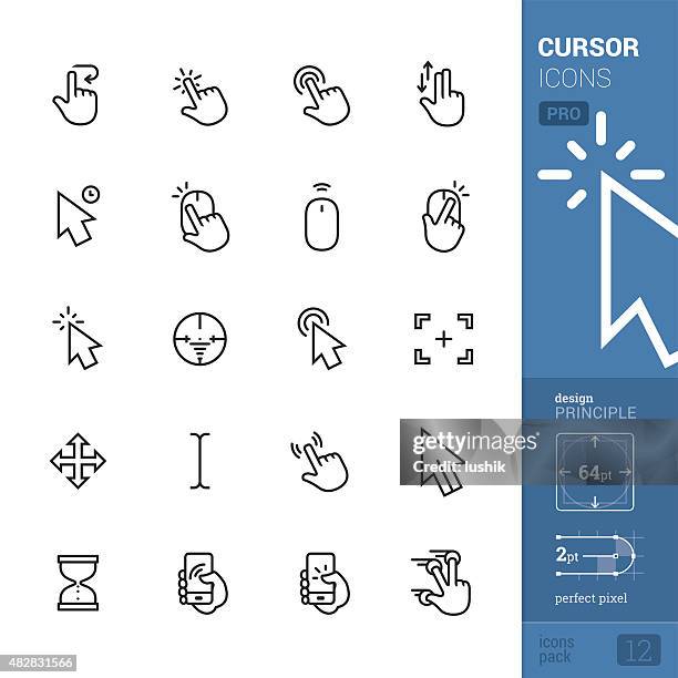 ilustraciones, imágenes clip art, dibujos animados e iconos de stock de cursores relacionadas con iconos vectoriales-pro paquete - cursor