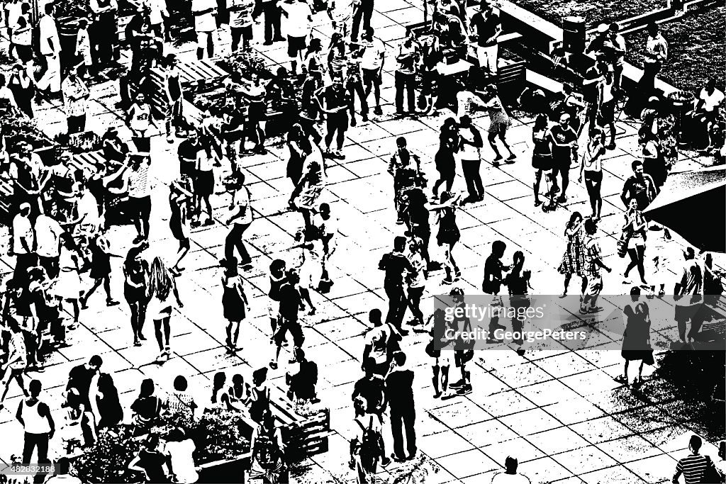 Arial View Of Crowd Dancing at a Summer Concert