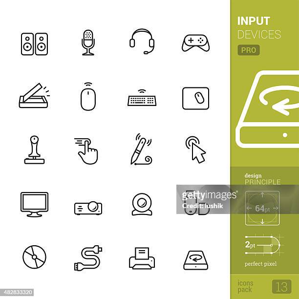 input devices related vector icons - pro pack - usb stick stock illustrations