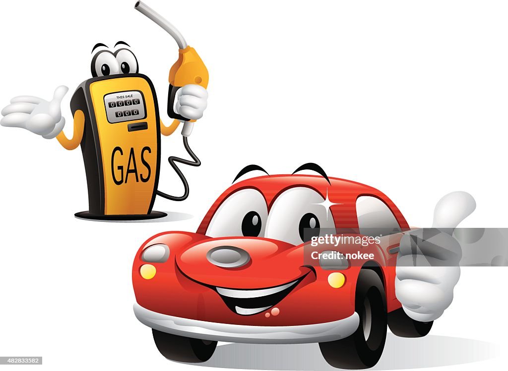 Cartoon Car With Gas Pump High-Res Vector Graphic - Getty Images