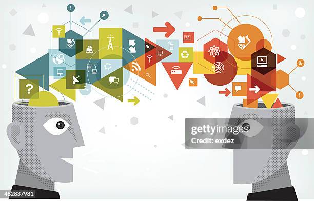 networking technology sharing - human brain illustration stock illustrations