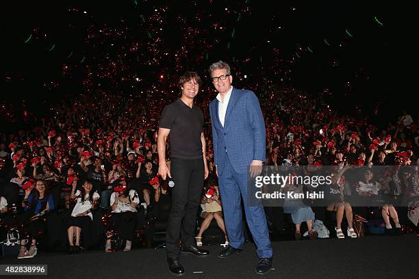 Actor Tom Cruise and writer/director Christopher McQuarrie attend the Japan Premiere of 'Mission: Impossible - Rogue Nation' at the Toho Cinemas...