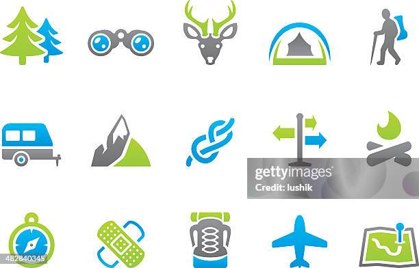 stampico icons - summer camp - forest path stock illustrations