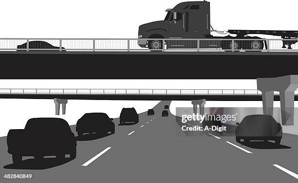 overpass truck - spaghetti junction stock illustrations