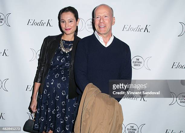 Actor Bruce Willis and model Emma Heming attend Tallulah Willis and Mallory Llewellyn celebrate the launch of their new fashion blog "The Clothing...