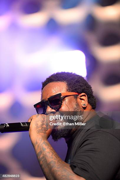 Recording artist T-Pain performs at the 13th annual Michael Jordan Celebrity Invitational gala at the ARIA Resort & Casino at CityCenter on April 4,...