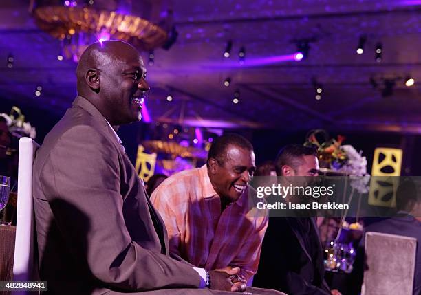 Legend and tournament host Michael Jordan and sportscaster and former National Football League player Ahmad Rashad attend the 13th annual Michael...