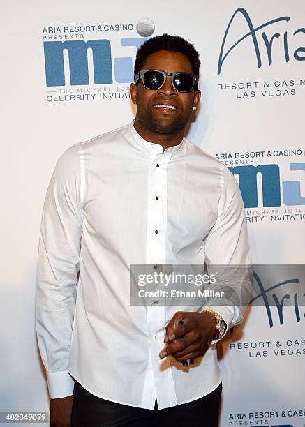 San Francisco 49ers wide receiver Michael Crabtree arrives at the 13th annual Michael Jordan Celebrity Invitational gala at the ARIA Resort & Casino...