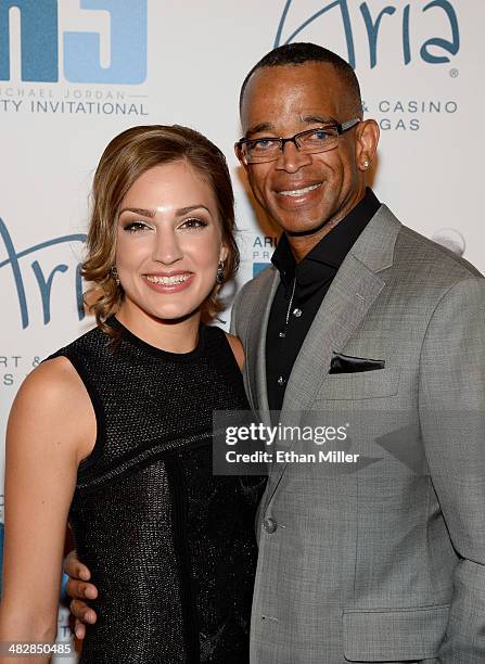 Sportscaster Stuart Scott and wife Kim Scott arrive at the 13th annual Michael Jordan Celebrity Invitational gala at the ARIA Resort & Casino at...